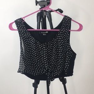 Black polka dot crop top